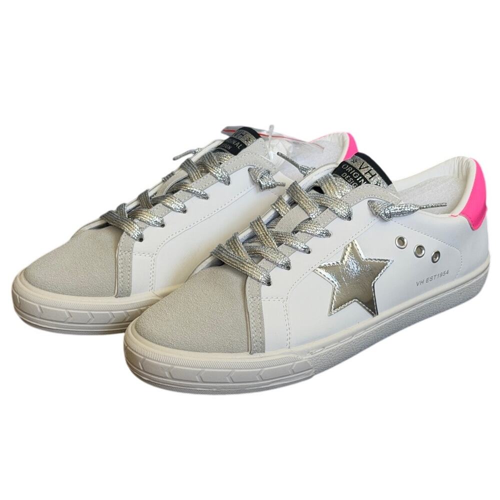 Vintage Havana Grande Sneakers White Silver Pink Star Slip-On NIB Sz 9